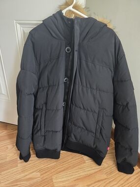 Levi's Black Puffer Jacket with Faux Fur Trim